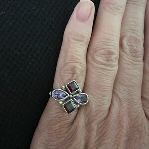 Stunning, garnet and amethyst ring sterling silver